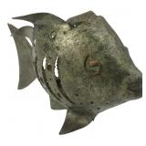 Patinated Metal Fish Tea Light Candle Holder