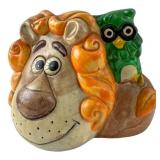 VTG Ceramic Lion and Owl Coin Bank