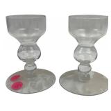 Pair of Clear Glass Candle Holders 3.5" H