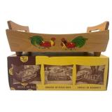 Vintage Wooden Rooster Bread Tray with Original Bo