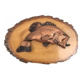 Copper Fish Wall Sculpture on Wood Slice