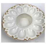 Ceramic Deviled Egg Platter with Gold Trim