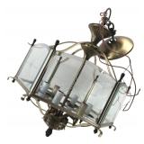 Progress Lighting Brass and Glass Chandelier, 19x1