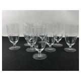 Princess House Set of 8 Etched Clear Glass Footed