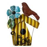 Painted Metal Welcome Birdhouse Garden Sign 15"H