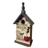 Welcome Friends Decoupage Wooden Birdhouse