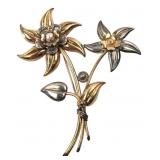 Floral Brooch, 10K Gold-Filled on Sterling Silver