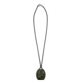 Silver-Tone Mesh Chain Jasper Pendant Necklace