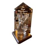 Glass Praying Angel Figurine Mirrored Plaque