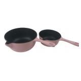 Country Cottage Pink Enameled Saucepans