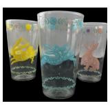 180Â° Folk Art Rabbit Drinking Glasses Set of 3