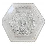 Pressed Glass Hexagonal Dish, 7"