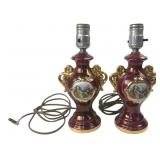 VTG Pair George and Martha Washington Style Lamps