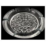 Clear Glass Ashtray with Spiral Pattern