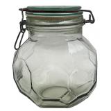 Faceted Glass Wire Bail Storage Jar 7"