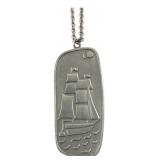 J¸rgen Jensen Denmark Pewter Sailing Ship Pendant