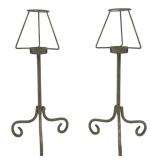 Pair of Metal Candle Holders with Wire Frames