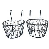 Pair of Green Wire Hanging Planter Baskets