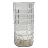 Clear Glass Grid Pattern Cylinder Vase 10" H