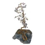 Wire Gemstone Bonsai Tree on Stone Base