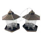 Pair of Hexagonal Bird Feeders, 9.5" H x 9" Dia.