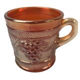 Marigold Carnival Glass Mug, Grape Pattern