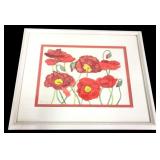 Hope M. Myers Framed Watercolor Red Poppies