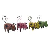 Set of 4 Painted Metal Folk Art Dog Figurines