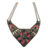 Silvertone Enamel V-Shaped Necklace