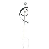 Garden Sculpture with Chrome Spheres and Spiral