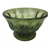 Green Pressed Glass Footed Bowl, 6 in. dia.