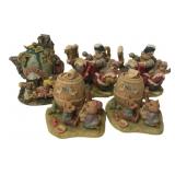 5 Whimsical Animal Resin Figurines 2.5-3.5"H