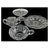 4pc Clear Patterned Glass Tableware Lot