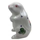 Ceramic Rabbit Figurine with Floral Motif