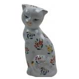Hand-Painted Porcelain Cat Figurine with 18K Gold