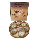 Vintage Bamboo Butterfly Coaster and Tray Set