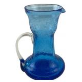 VTG Blenko Attributed Blue Crackle Mini Pitcher