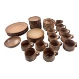Frankoma Pottery Brown Dinnerware Set