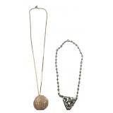 Monet Enamel Rose & Rhinestone Triangle Necklaces