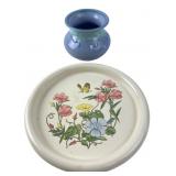 Ceramic Drip Glaze Vase and Floral Decorative Plat
