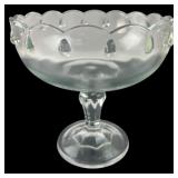 Clear Glass Pedestal Compote with Scalloped Rim