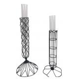 Pair of Wire-Caged Glass Test Tube Vases