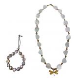 Shell Dragonfly Necklace & Pearl Bolo Bracelet