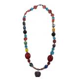 Millefiori Glass Bead Necklace 925 Pendant