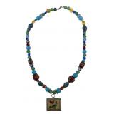 Mixed Bead Reversible Bird Pendant Necklace