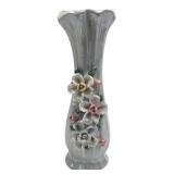 Ceramic Iridescent Floral Vase, 9.5" H