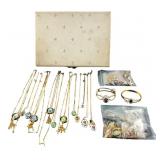 Tricia Signed Floral Porcelain Jewelry Lot & Box