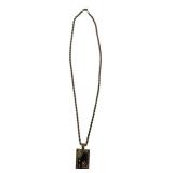 Gold-Tone Black Floral Pendant Necklace