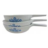 Corning Ware Blue Cornflower Skillets Set of 3