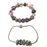 Pandora-Style Sterling Silver and Glass Bracelets